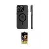 ieg™ iPhone 15 Pro Max Kılıf Pusula Minimal Koleksiyonu - Siyah Buffer Cam Ekran Koruyucu