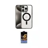ieg™ iPhone 15 Pro Max Kılıf Siluet Çizgi Serisi - Siyah Buffer Hayalet Cam Ekran Koruyucu