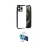 ieg™ iPhone 15 Pro Max Kılıf Vadi Minimal - Siyah 3D Antistatik Seramik Nano Ekran Koruyucu
