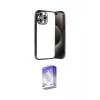 ieg™ iPhone 15 Pro Max Kılıf Vadi Minimal - Siyah Bilvis 5in1 3D Magic Cam Ekran Koruyucu
