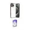 ieg™ iPhone 15 Pro Max Kılıf Vadi Minimal - Siyah Bilvis 5in1 3D Magic Cam Ekran Koruyucu