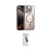 ieg™ iPhone 15 Pro Max Kılıf Yadigar Asil Koleksiyonu - Şeffaf Pasifik Cam Ekran Koruyucu