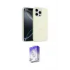 ieg™ iPhone 15 Pro Max Kılıf Yankı Form Serisi - Siyah Bilvis 5in1 3D Magic Cam Ekran Koruyucu