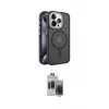 ieg™ iPhone 15 Pro Max Kılıf Yörünge Klasik - Siyah Vanessa Magic Hayalet Cam