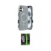 ieg™ iPhone 16 Kılıf Eksen Çizgi - Şeffaf 360 Full Body Arka Koruyucu