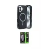 ieg™ iPhone 16 Kılıf Eksen Çizgi - Şeffaf 360 Full Body Arka Koruyucu