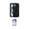 ieg™ iPhone 16 Kılıf Yankı Form Serisi - Siyah Bilvis 5in1 3D Magic Cam Ekran Koruyucu