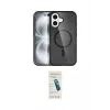 ieg™ iPhone 16 Plus Kılıf Eksen Doku Koleksiyonu - Şeffaf Pasifik Cam Ekran Koruyucu