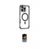 ieg™ iPhone 16 Pro Kılıf Eksen Klasik Koleksiyonu - Siyah Buffer Hayalet Cam Ekran Koruyucu