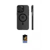 ieg™ iPhone 16 Pro Kılıf Pusula Minimal Koleksiyonu - Siyah Buffer Hayalet Cam Ekran Koruyucu