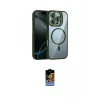 ieg™ iPhone 16 Pro Kılıf Yadigar Asil Koleksiyonu - Siyah Buffer Hayalet Cam Ekran Koruyucu