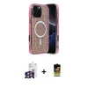 ieg™ iPhone 16 Pro Max Kılıf Eksen Çizgi - Siyah Buffer Cam Ekran Koruyucu + Bilvis Titan Kamera Lens - GS