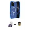 ieg™ iPhone 16 Pro Max Kılıf Eksen Çizgi - Siyah Buffer Cam Ekran Koruyucu + Bilvis Titan Kamera Lens - GS