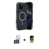 ieg™ iPhone 16 Pro Max Kılıf Eksen Çizgi - Siyah Buffer Cam Ekran Koruyucu + Bilvis Titan Kamera Lens - GS