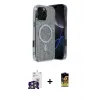ieg™ iPhone 16 Pro Max Kılıf Eksen Çizgi - Siyah Buffer Cam Ekran Koruyucu + Bilvis Titan Kamera Lens - GS