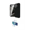 ieg™ iPhone 16 Pro Max Kılıf Eksen Form Prime - Siyah 3D Antistatik Cam Ekran Koruyucu