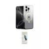 ieg™ iPhone 16 Pro Max Kılıf Eksen Minimal Özel Seri - Şeffaf Pasifik Cam Ekran Koruyucu