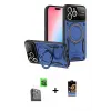 ieg™ iPhone 16 Pro Max Kılıf Kıvılcım Modern Serisi - Siyah Buffer Hayalet Cam Ekran Koruyucu + Raze Metal Kamera Lens - SH