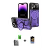 ieg™ iPhone 16 Pro Max Kılıf Kıvılcım Modern Serisi - Siyah Buffer Hayalet Cam Ekran Koruyucu + Raze Metal Kamera Lens - SH