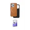 ieg™ iPhone 16 Pro Max Kılıf Pusula Işık Koleksiyonu - Siyah Bilvis 5in1 5D Magic Hayalet Cam Ekran Koruyucu