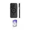 ieg™ iPhone 16 Pro Max Kılıf Pusula Minimal Koleksiyonu - Siyah Bilvis 5in1 3D Magic Cam Ekran Koruyucu