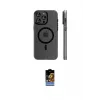 ieg™ iPhone 16 Pro Max Kılıf Pusula Minimal Koleksiyonu - Siyah Buffer Hayalet Cam Ekran Koruyucu