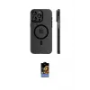 ieg™ iPhone 16 Pro Max Kılıf Pusula Minimal Koleksiyonu - Siyah Buffer Hayalet Cam Ekran Koruyucu