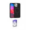 ieg™ iPhone 16 Pro Max Kılıf Siluet Doku Özel Seri - Siyah Bilvis 5in1 3D Magic Cam Ekran Koruyucu