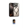 ieg™ iPhone 16 Pro Max Kılıf Yadigar Asil Koleksiyonu - Siyah Buffer Hayalet Cam Ekran Koruyucu