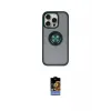 ieg™ iPhone 16 Pro Max Kılıf Yörünge Çizgi - Siyah Buffer Hayalet Cam Ekran Koruyucu
