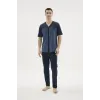 ieg™  KKT-26154 Erkek V Yaka Boydan Düğmeli Pijama Takımı