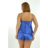 ieg™ Saks Mavi Saten Babydoll Şortlu Takım - 260