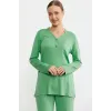 ieg™ Sementa 76438 Yarım Düğmeli Cep Detaylı Pijama Takım