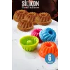 ieg™ Silikon Göbekli Muffin Cupcake Kalıbı - Sürekli Kullanım Muffin Kek Kalıbı 6 Adet