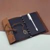 Siyah Yapraklı Deri Defter Ve Beyaz Jel Kalem Seti