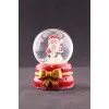 Yeni Yıl ı Noel Baba Temalı Kurdele Detaylı Mini Boy Işıklı Kar Küresi 6,5 cm A