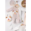 iegiyim™ Ayıcık Nakışlı Tulumlu % 100 Pamuk Erkek Bebek 5li Set