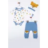 iegiyim™ Little Fox Desenli 3lü % 100 Pamuklu Erkek Takım