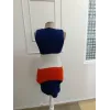 Kadın Askılı V Yakalı Düğmeli çok Renkli Triko Elbise