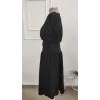 Kadın Kısa Kollu Belden Oturtmalı Yırtmaçlı Kısa Janjan Krep Elbise