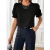 Kadın Kısa Kollu Bisiklet Yaka Kolları Gipeli Ithal Krep Bluz
