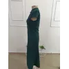 Kadın Kısa Kollu Hakim Yakalı Yırtmaçlı Midi Ithal Krep Elbise