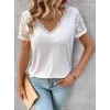 Kadın Kısa Kollu V Yakalı Dantelli Viskon Bluz