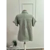 Kadın Kısa Kollu Yakalı önü Düğmeli Müslim Gömlek