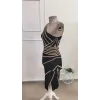 Kadın Tek Omuzdan Askılı Yandan Yırtmaçlı Midi Triko Elbise
