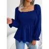 Kadın Uzun Kollu Geometrik Yakalı Gipe Detaylı Krep Bluz