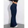 Kadın Yüksek Bel Cepli İspanyol Paçalı Kot Pantolon