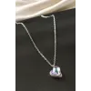 Kalp Taşlı Çelik Kolye