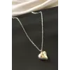 Kalp Taşlı Çelik Kolye