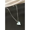 Kalp Taşlı Çelik Kolye